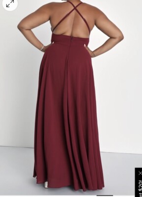 NWT 3X Lulus Dreamy Romance Burgundy Backless Maxi Dress Plus Size Formal  Gown | eBay