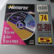 NEW! Memorex CD-RW 650MB 74min 10 Pack Blank Disc New Jewel Case