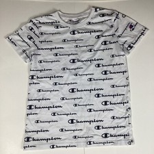 Champion Boys Logo Kids Youth White T-Shirt Size Small Comfort Soft Stretch