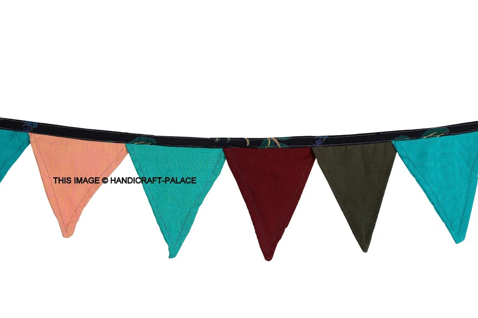 Material Tecido Indiano Algodão Sólido 11 Pés, 16 Bandeiras Pennant Banner Festa Bunting - Imagem 2 de 3
