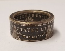 Morgan Silver Dollar Coin Ring Men's Patina Finish sz 12