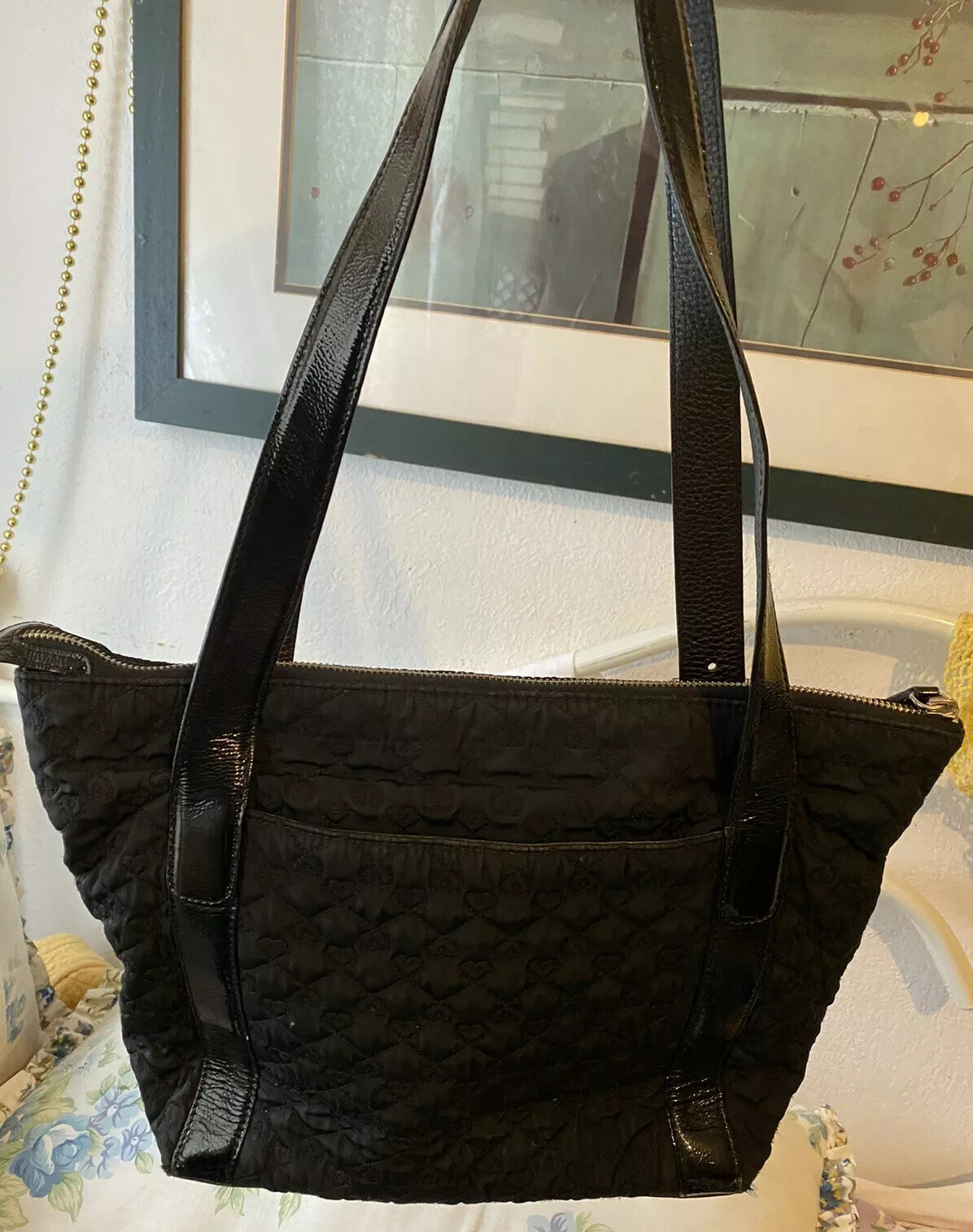 PONY Borsa a tracolla trapuntata Brighton Organizer med in microfibra e pelle brevettata HandBaG