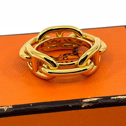 Anillo Bufanda Hermes Chaîne d'Ancre Tono Dorado con Caja Original Auténtico - Imagen 14 de 15