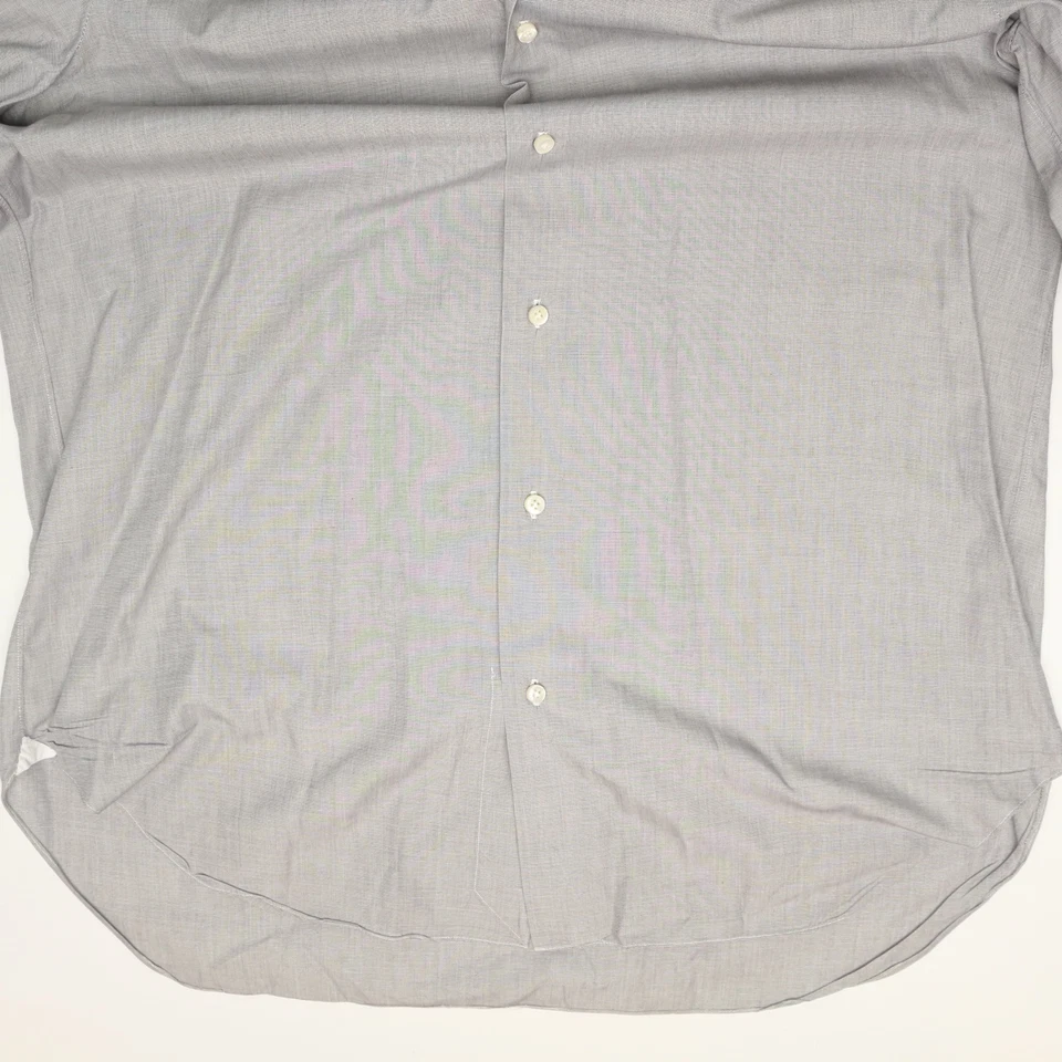 Camisa de vestir Barba para hombre 16 L gris liso abotonada puño francés cuello punta Italia Foto 4 de 4