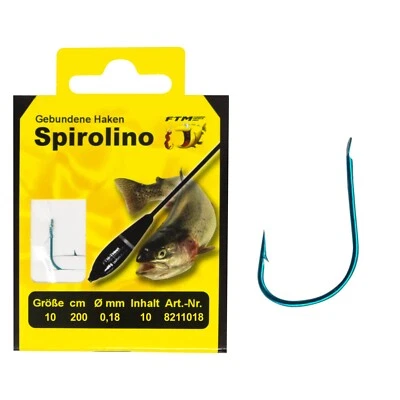 FISHING TACKLE MAX FTM Spirolino Haken Blau gebunden 200 250 300 cm alle Größen Forelle Trout Spiro