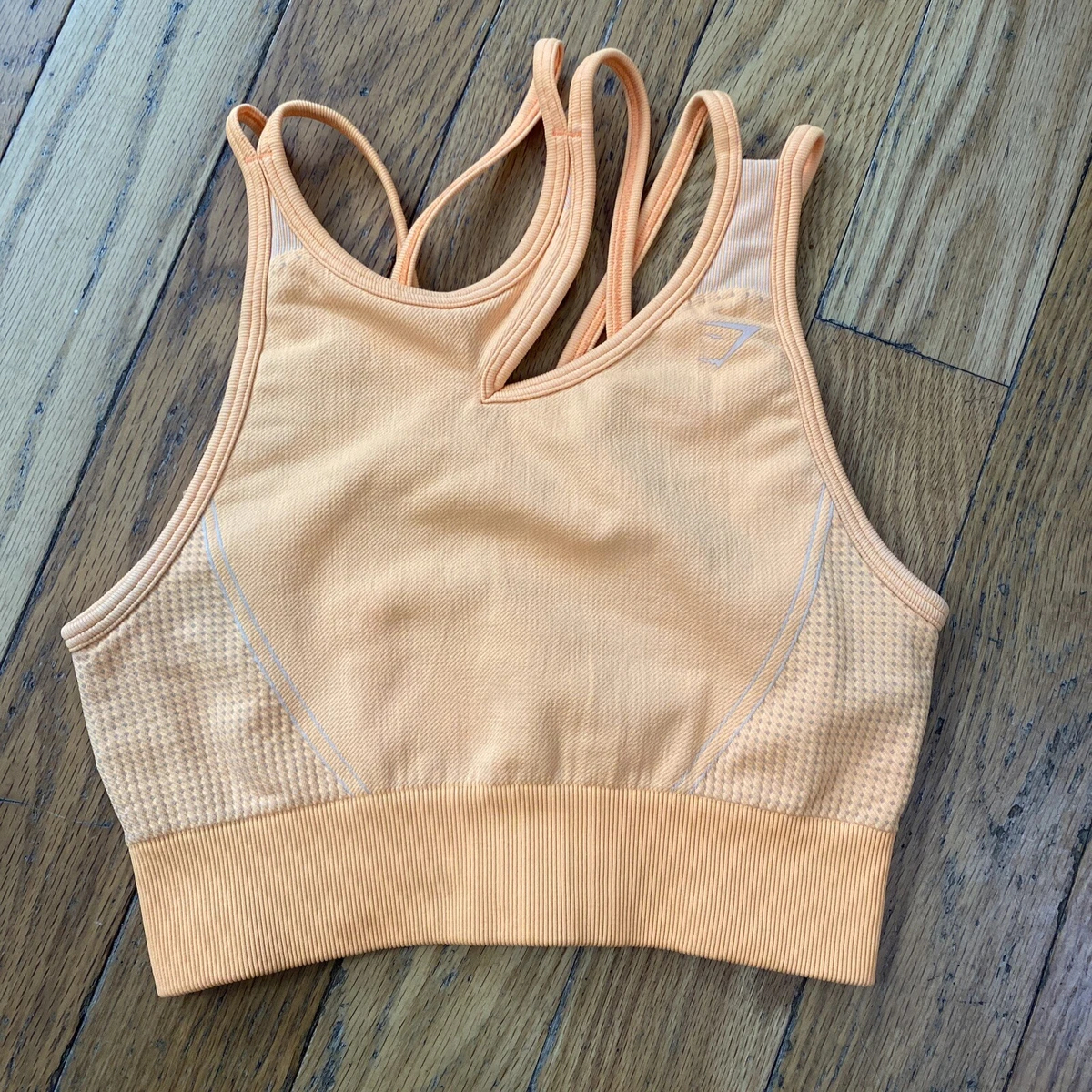 Gymshark Neon Orange Ultra Seamless Strappy Asymmetrical Sports