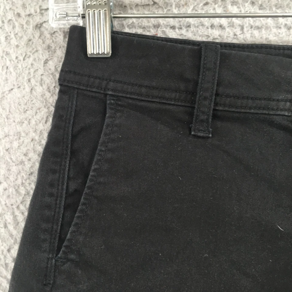 Pantalones Cortos Chinos American Eagle Para Mujer 00 (Actual 26X4.5) Negros Tiro Bajo Elastizados Cremallera Foto 3 de 4