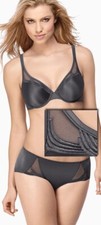 WACOAL 845188 Lingerie Briefs Panties in Gray with Detail Size S Stretch Satin