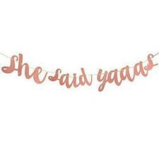Hen Party Banner She said yes Bunting Wall Decorations Wedding Rose Gold Hens UK