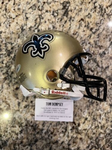 Tom Dempsey "63 Yd F.G." Signed Mini Helmet New Orleans Saints - CoA Tristar - Picture 2 of 2