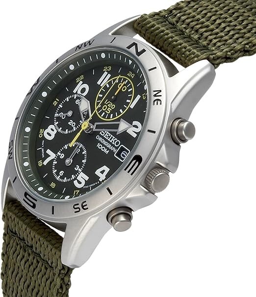 SEIKO SND377R Chronograph Men's Watch New Green Authentic Military