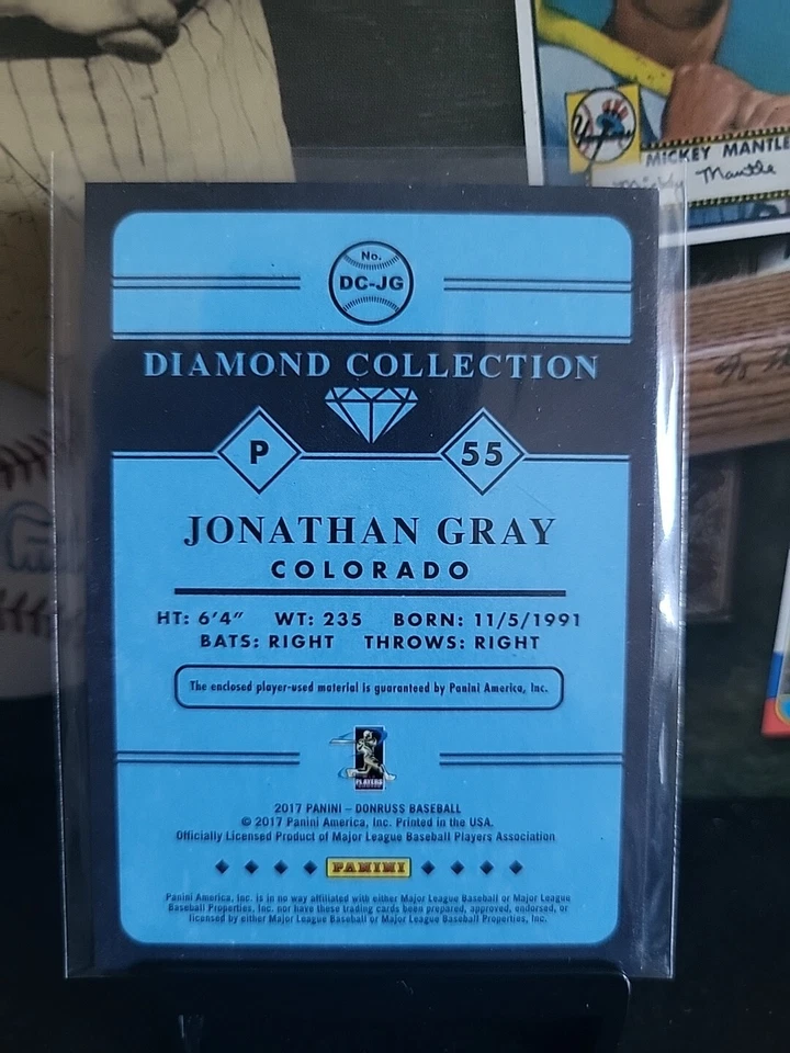 2017 Donruss Jonathan Gray Diamond Collection Jersey Patch #DC-JG 🔥 - Image 2 of 4