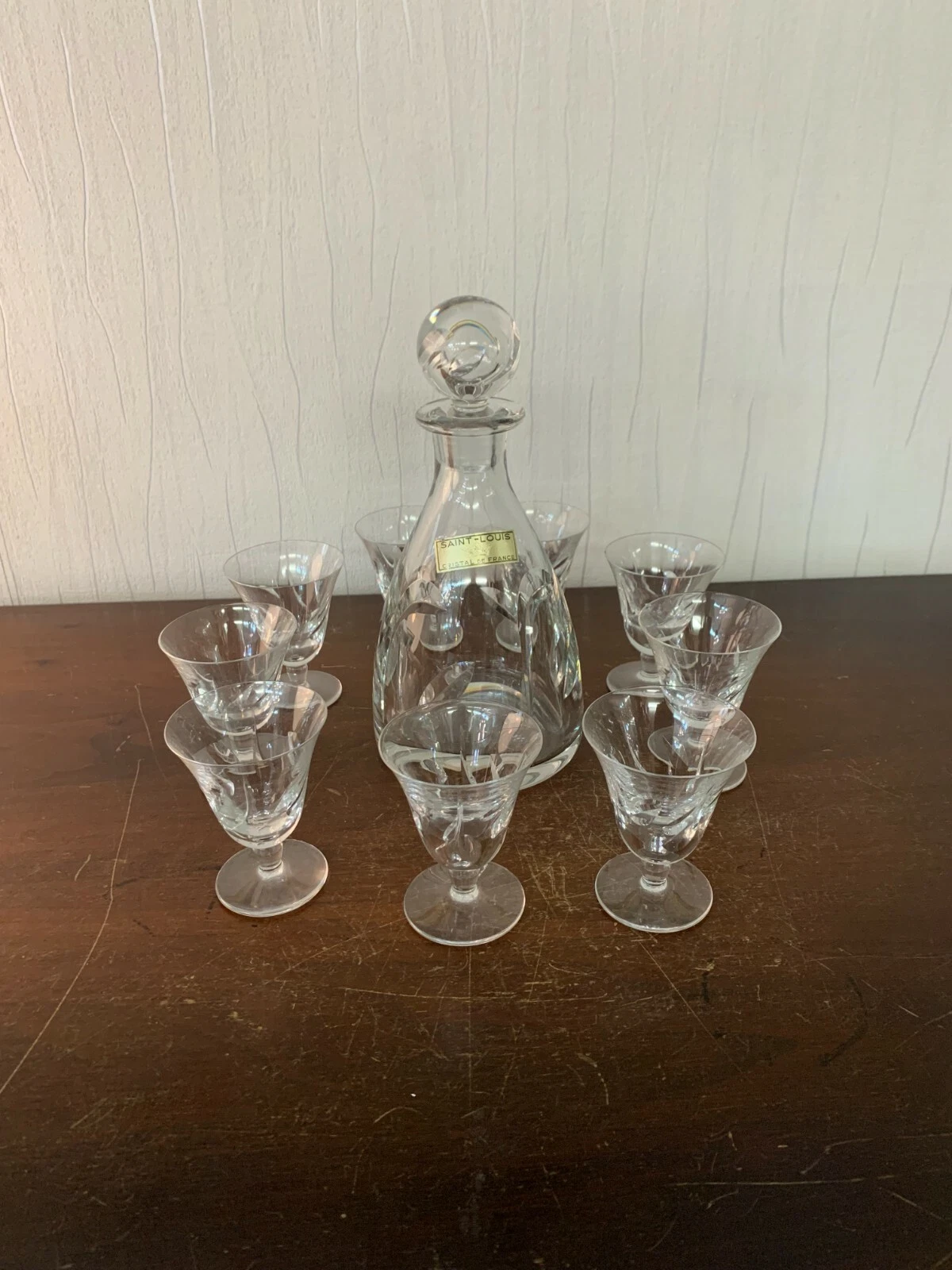 Set Of 9 Port Glasses And Crystal Carafe From Saint Louis (Lot Price)
