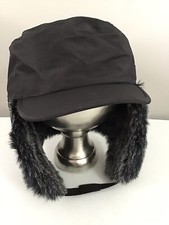 TCP The Childrens Place BLACK FLEECE FAUXFUR LINED AVIATOR BOYS HAT L/XL 8+YR D5