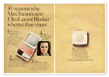 Max Factor UltraLucent Blusher Retro Cosmetics Vintage 1968 2-Page Magazine Ad