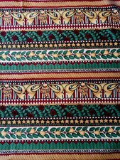 Vintage DEBBIE MUMM Mumm's The Word Cotton Fabric Green Gold Stars Bells Pears