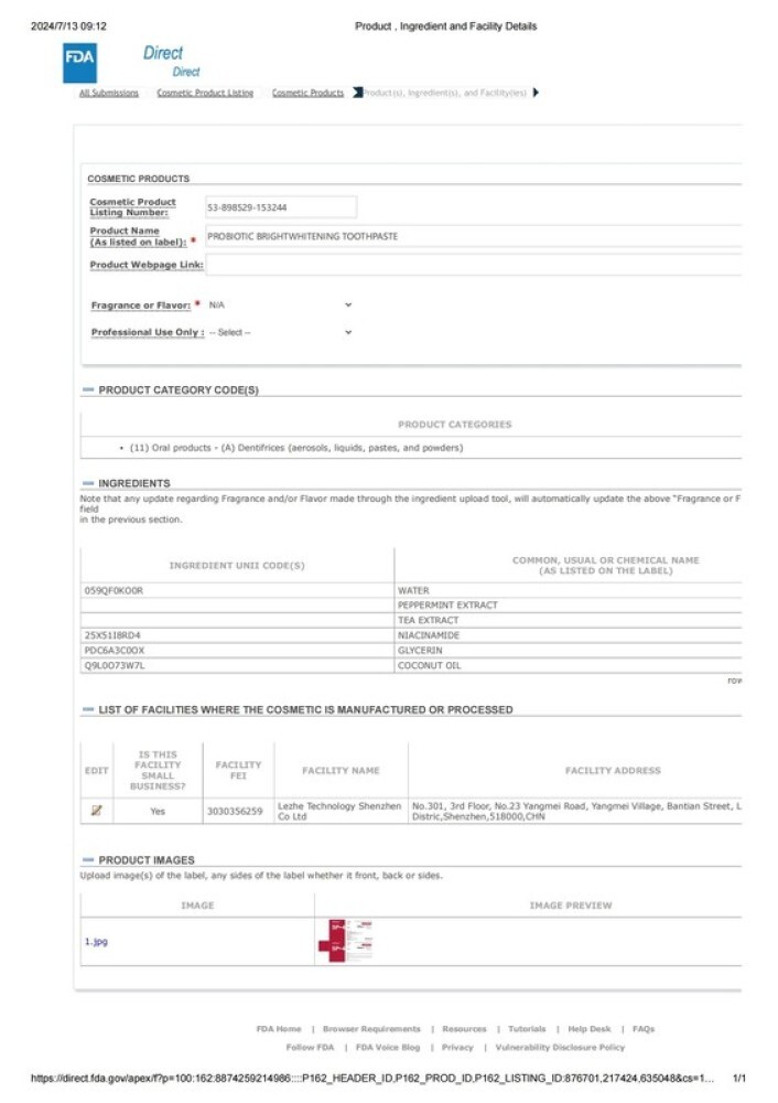 2-Pack SP-6 Probiotic Toothpaste: Whitening + Brightening with Fresh Breath Care