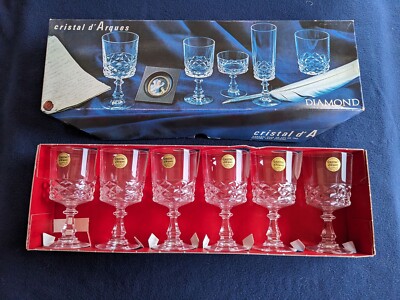 Cristal d' Arques 24 % Bleikristall 6 Weingläser Rotwein Weißwein