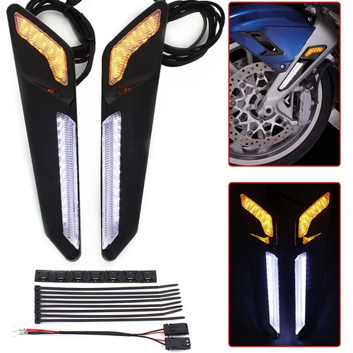 Luces de conducción LED ámbar delanteras montadas en horquilla aptas para Honda GL1800 GoldWing 18-up - Imagen 2 de 13
