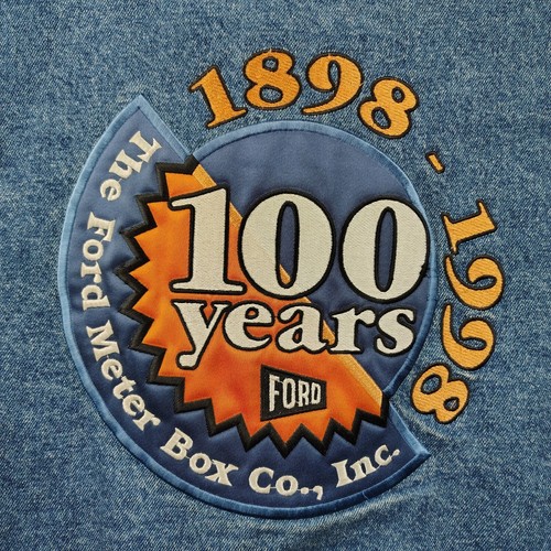 Vintage Ford Meter Box Co. Denim Jacket Mens XL 1998 Coat Distressed - Picture 8 of 9