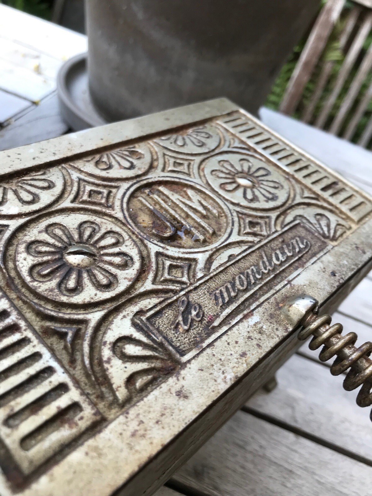 Historisches Gusseisen Waffel Eisen Antik Belgien