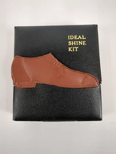 Vintage Ideal Shoe Shine Kit Travel Size Clear Polish Brush Rag Compact