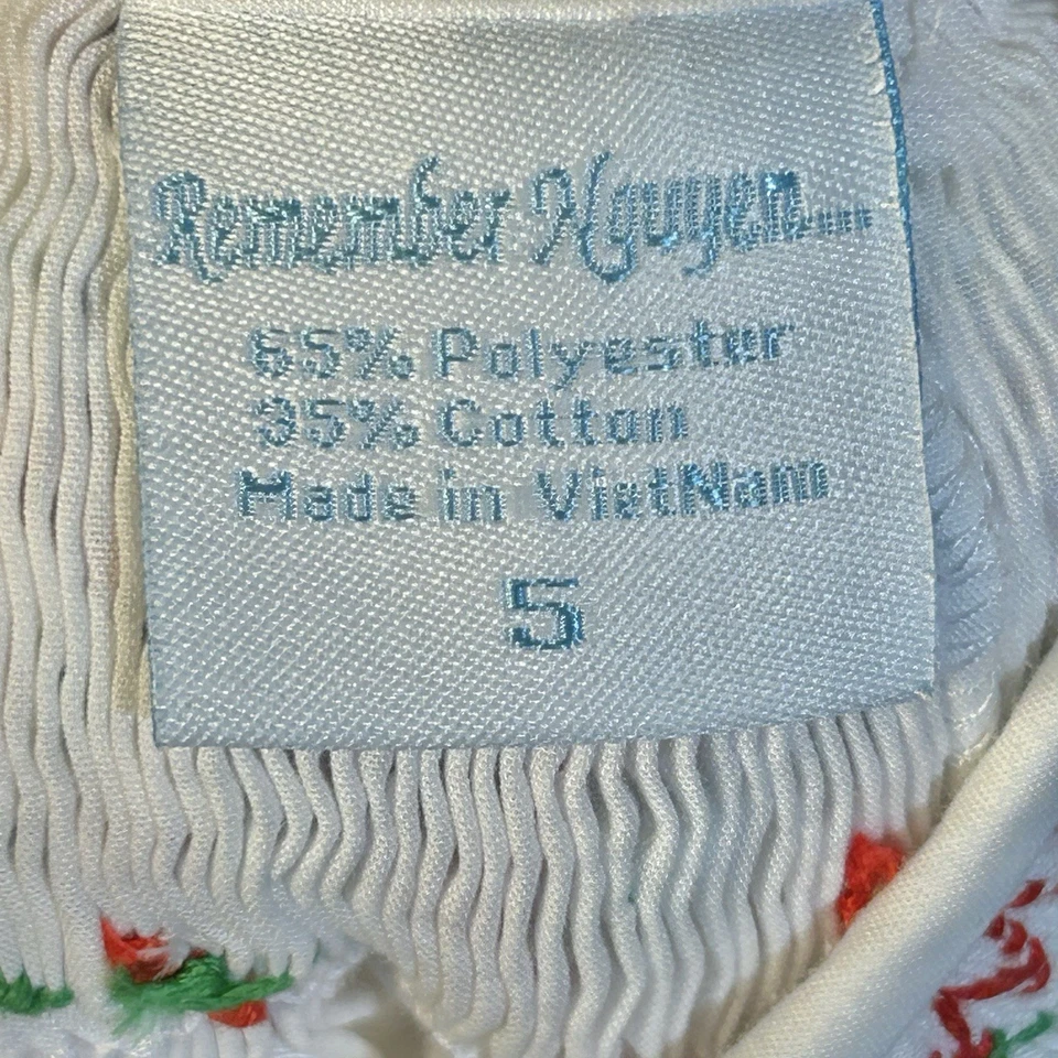 Remember Nguyen 女孩白色缩褶主教礼服红色绿色装饰圣诞节尺寸 5 — 第 3/4 张图片