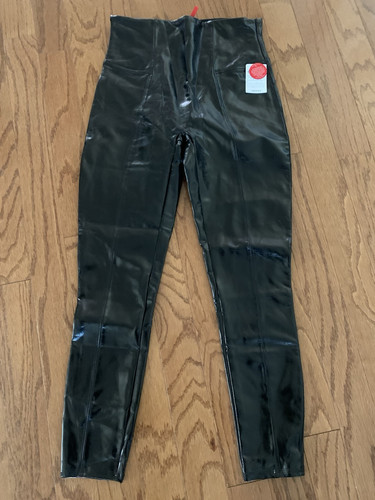 SPANX Faux Patent Leather Shine High Rise Leggings Black Size L - NEW