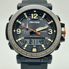 Near Mint CASIO PRO TREK PRG-600-1JF Tough Solar Triple Sensor Black Mens Watch