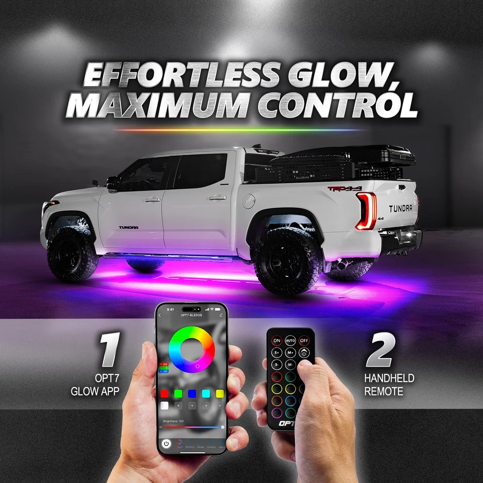 OPT7 Aura PRO Truck/SUV LED Underglow Bluetooth APP+Remote Control Lighting Kit Foto 3 de 4