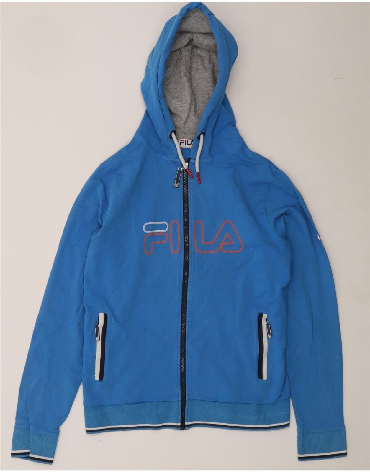 FILA Felpa donna grafica con cappuccio e zip UK 14 Large blu Q106