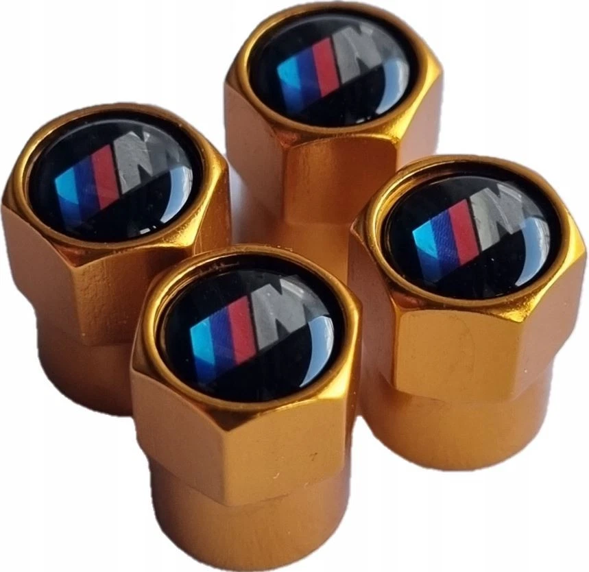 Compatible con BMW M 4 piezas Juego de tapas de vástago de válvula de neumático de aluminio anodizado dorado Foto 3 de 4