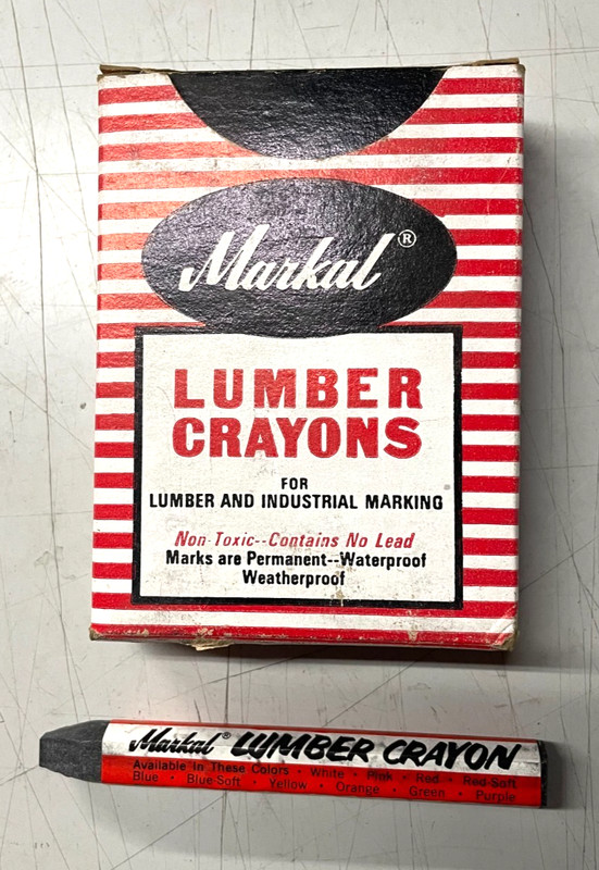 Markal Qty. 0f 8 Black  Lumber Crayons #500  / New in Box