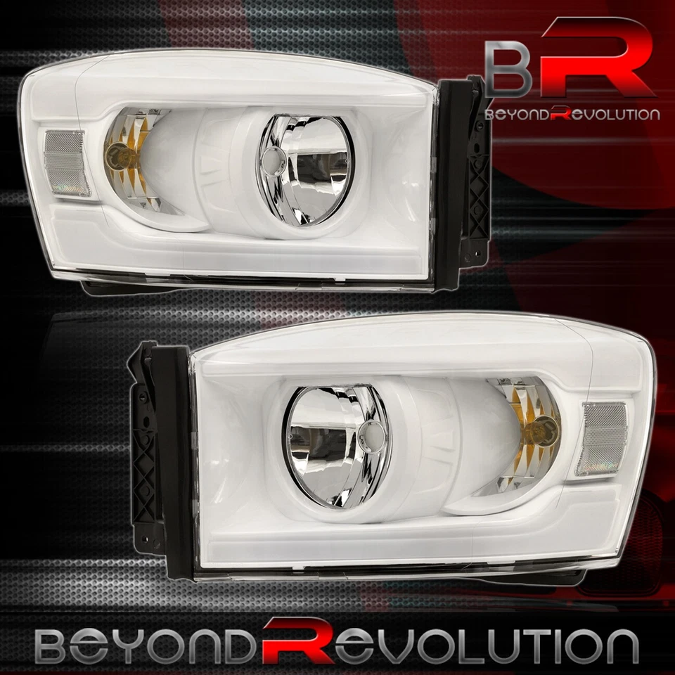 For 2006-2008 Ram 1500 LED DRL Head Lamp Lights Upgrade Left+Right White Housing Foto 4 de 4