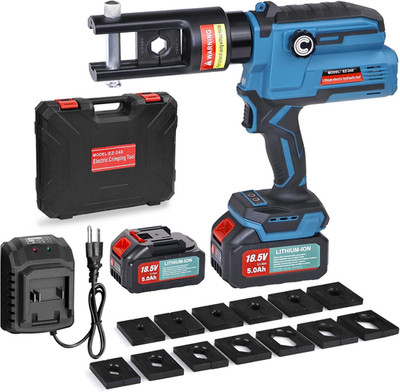 12-Ton Electric Hydraulic Crimping Tool   Battery Powered 6AWG 600MCM Cable Lug