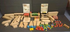 Lg Vtg Brio Osby Wooden Train Track Lot Drawbridge Crane People Signs Bus Stop