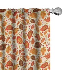 Fall Window Curtain Panels 4 Pack, Bohemian Vibe Exotic Autumnal Theme with F...