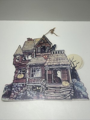 Vintage 70s Fun World Haunted House Halloween Paper Die-Cut Cutout Hong Kong 14''