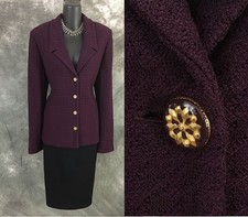 BEAUTIFUL St John collection jacket knit wine purple suit blazer size 12