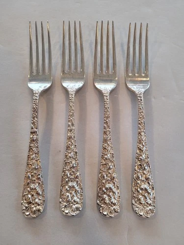 Kirk Stieff Sterling STIEFF ROSE Set of 4 Forks 6 7/8"