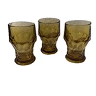 Set of 3 Vintage Anchor Hocking Georgian Honeycomb Amber Drinking Glasses 11 oz