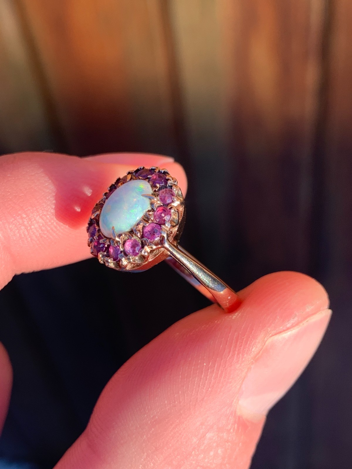 9ct gold ruby opal ring antique - image 3