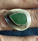 Sterling Silver Vtg.Native Southwest Green Stone Size 8  Ring Signed SR 3.7 Gram