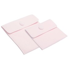 2 Pack 2 Size Jewelry Pouches Velvet with Snap Button for Rings Pink