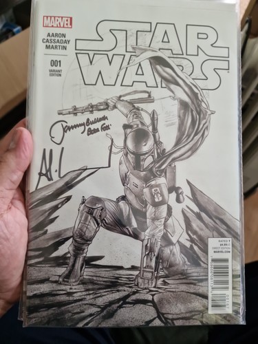 Star Wars #1 Forbidden Planet Variant signed Jeremy Bulloch & Adi Granov B/W Ext