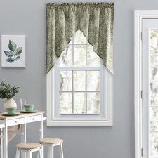 Ellis Curtain Lexington Leaf Pattern Color Ground Tailored Valance 58"x15" Sage