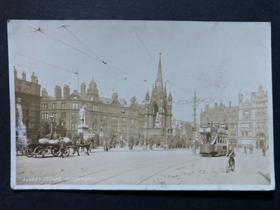Albert Square Manchester Lancashire Echt Foto Vintage Postkarte P80