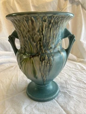 Roseville Turquoise Blue Green Moss 779-8 Double Handled Vase Urn 30’s Near Mint