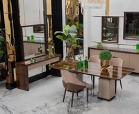 Moderne Essgruppe Designer Brauner Esstisch 4X StüHle Schminktisch