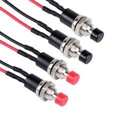 4-Pack Latching Push Button Switch 1A 3V 12V 24V 110V 2 Pins Self Multicolored